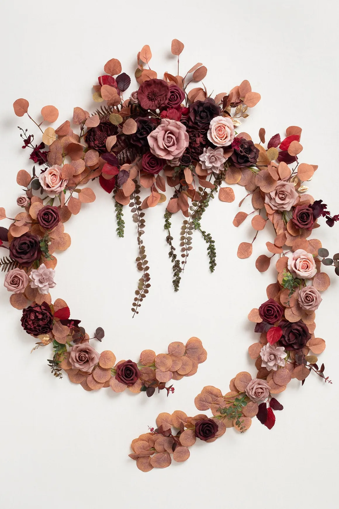 9ft Head Table Flower Garland in Burgundy & Dusty Rose | Clearance