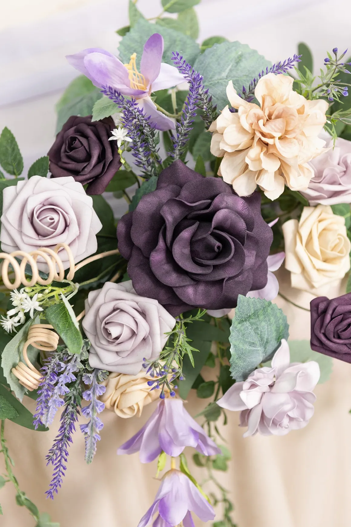 9ft Head Table Flower Garland in French Lavender & Plum