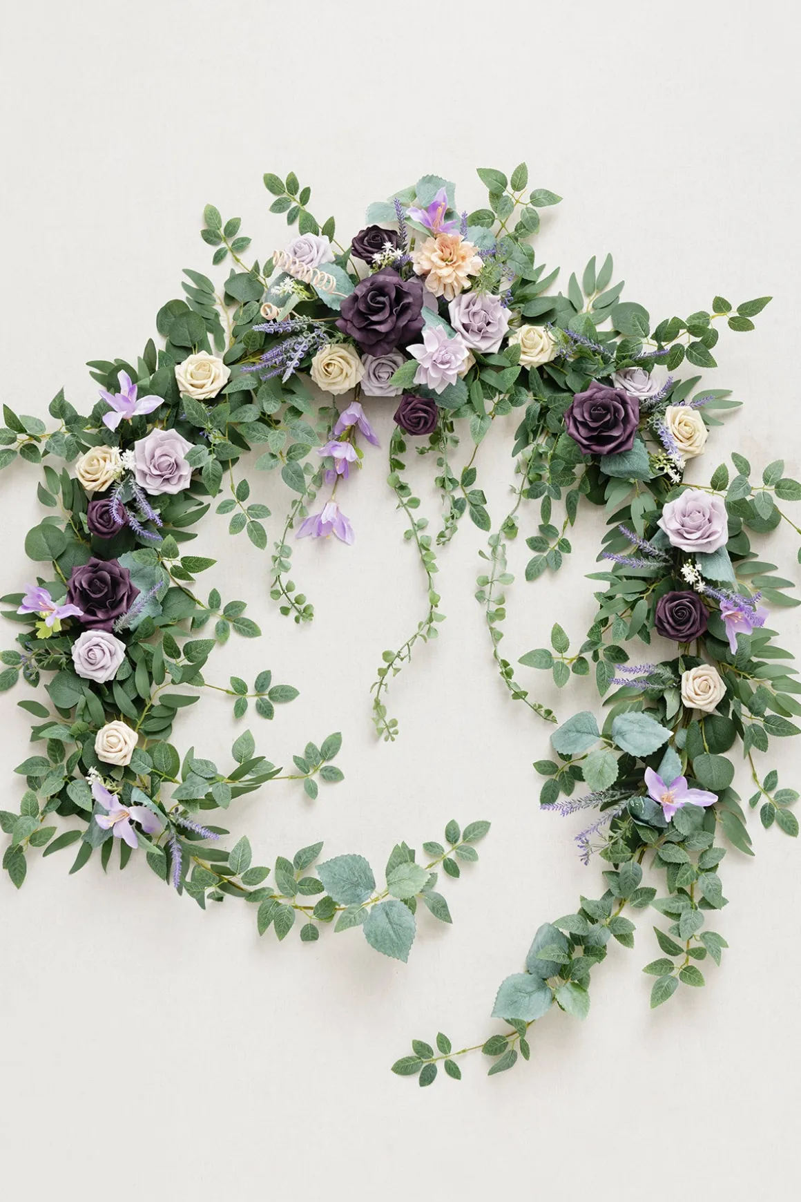 9ft Head Table Flower Garland in French Lavender & Plum