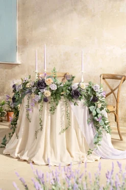 9ft Head Table Flower Garland in French Lavender & Plum