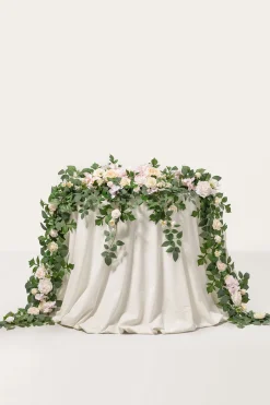9ft Head Table Flower Garland in Powder Pink & Cream