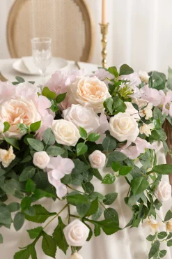 9ft Head Table Flower Garland in Powder Pink & Cream