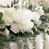 9ft Head Table Flower Garland in White & Sage | Clearance
