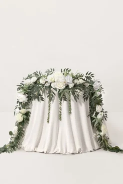 9ft Head Table Flower Garland in White & Sage | Clearance