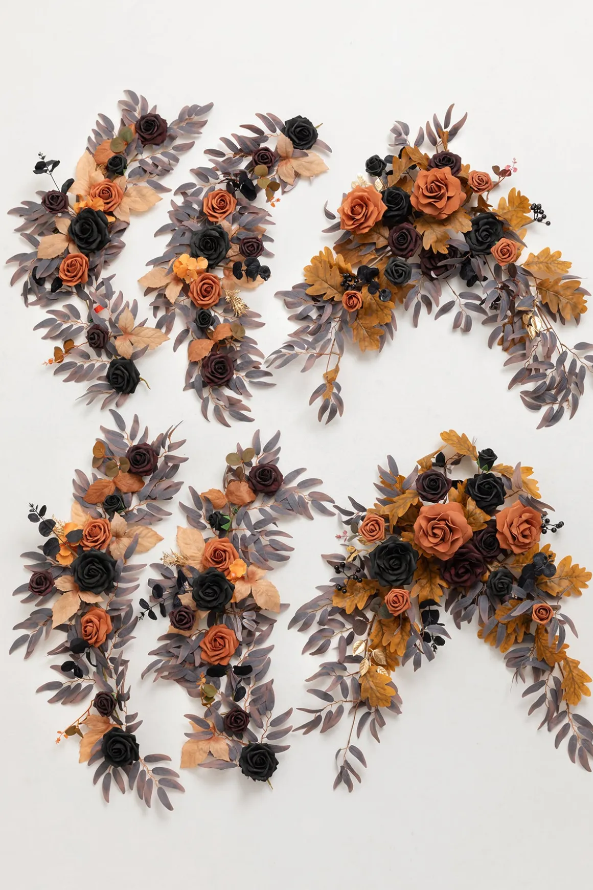 9ft Head Table Flower Garland in Black & Pumpkin Orange | Clearance