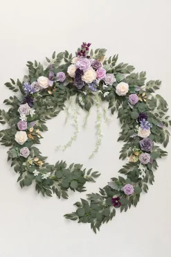 9ft Head Table Flower Garland in Lilac & Gold | Clearance