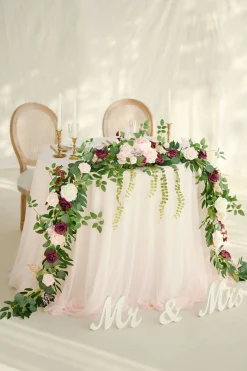 9ft Head Table Flower Garland in Romantic Marsala