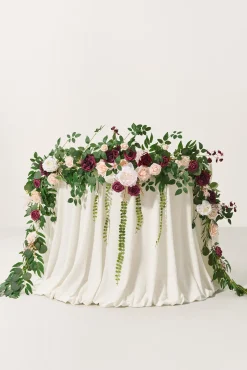 9ft Head Table Flower Garland in Romantic Marsala