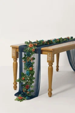 5ft Rose Leaf Flower Garland in Dark Teal & Burnt Orange
