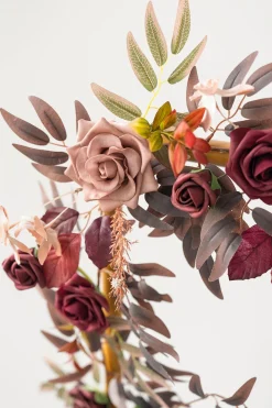 5ft Rose Leaf Flower Garland in Burgundy & Dusty Rose | Clearance