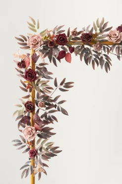 5ft Rose Leaf Flower Garland in Burgundy & Dusty Rose | Clearance