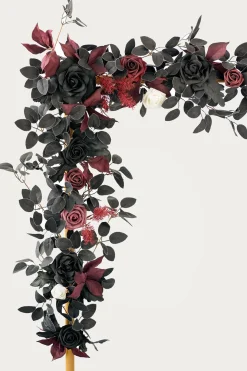 5ft Rose Leaf Flower Garland in Moody Burgundy & Black