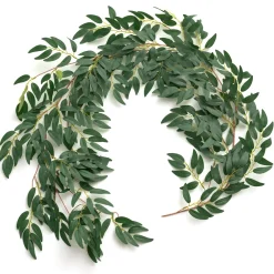 5.9ft Willow Leaf Greenery Garland - Dark Green