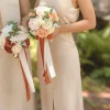 Gradual Bridesmaid Bouquets in Sunset Terracotta