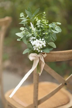 Greenery Wedding Aisle Chair Decorations in White & Sage | Clearance