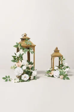 Lantern Floral Arrangements in White & Sage | Clearance