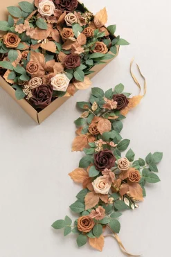 Lantern Flower Garlands in Caramel & Walnut Brown | Clearance