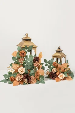 Lantern Flower Garlands in Caramel & Walnut Brown | Clearance