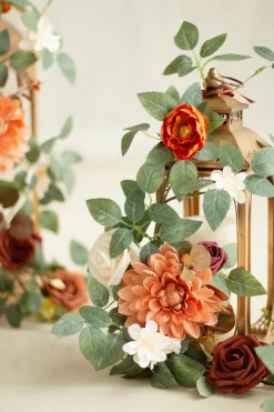 Lantern Flower Garlands in Sunset Terracotta