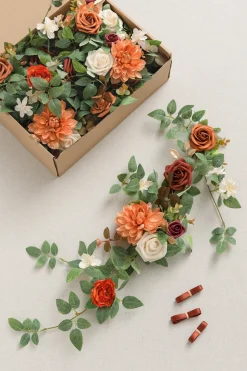 Lantern Flower Garlands in Sunset Terracotta