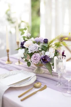 Large Floral Centerpiece Set in Lilac & Gold | Clearance