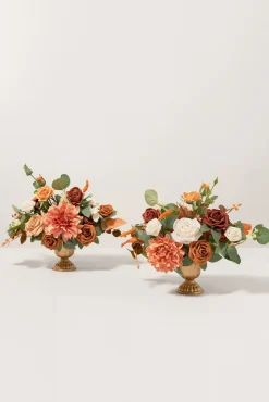 Large Floral Centerpiece Set in Sunset Terracotta