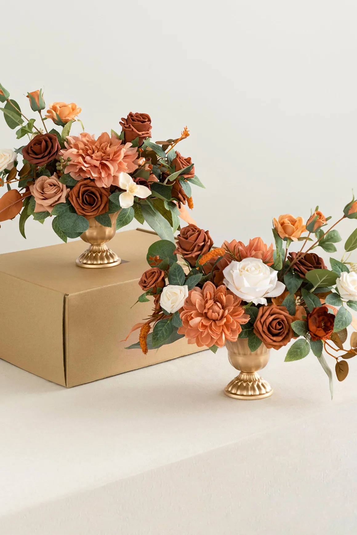 Large Floral Centerpiece Set in Sunset Terracotta