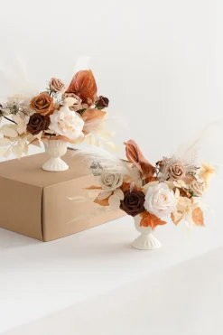 Large Floral Centerpiece Set in Rust & Sepia | Clearance
