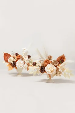 Large Floral Centerpiece Set in Rust & Sepia | Clearance