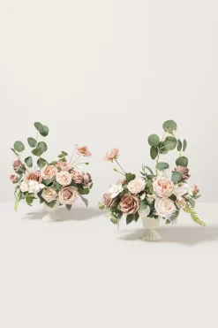 Large Floral Centerpiece Set in Dusty Rose & Cream
