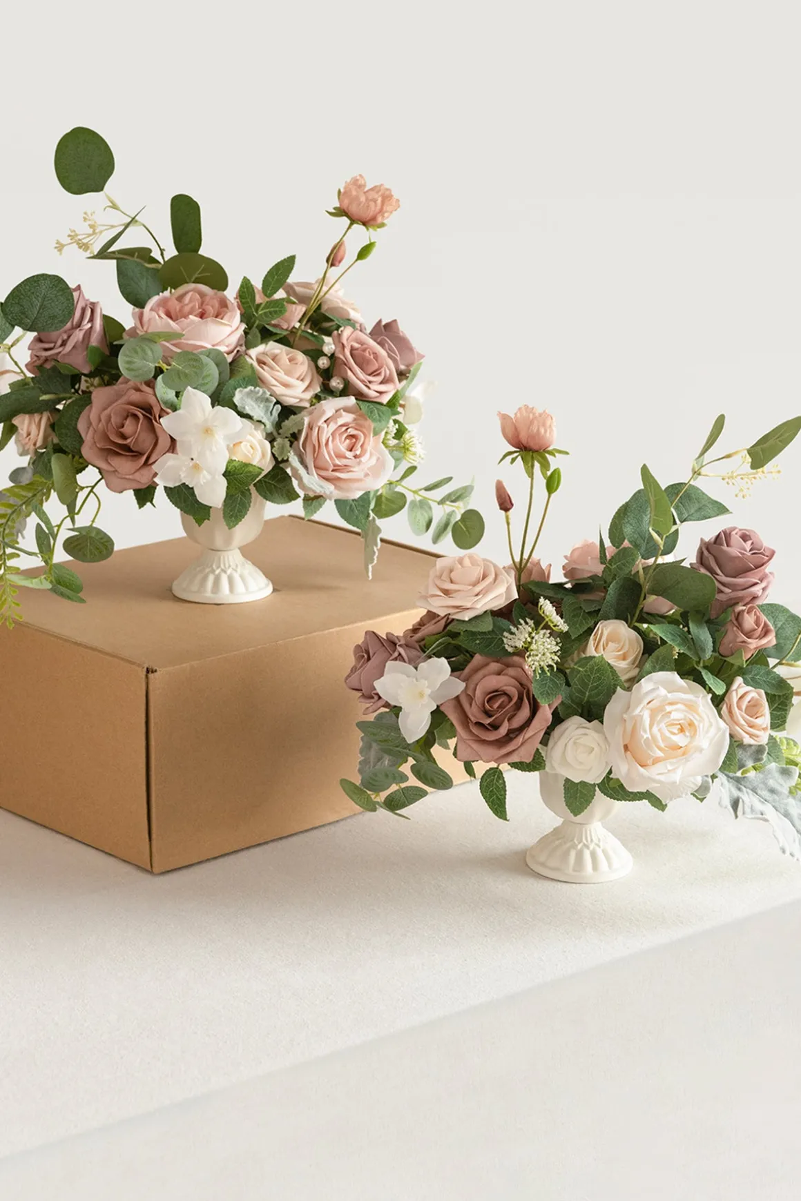 Large Floral Centerpiece Set in Dusty Rose & Cream