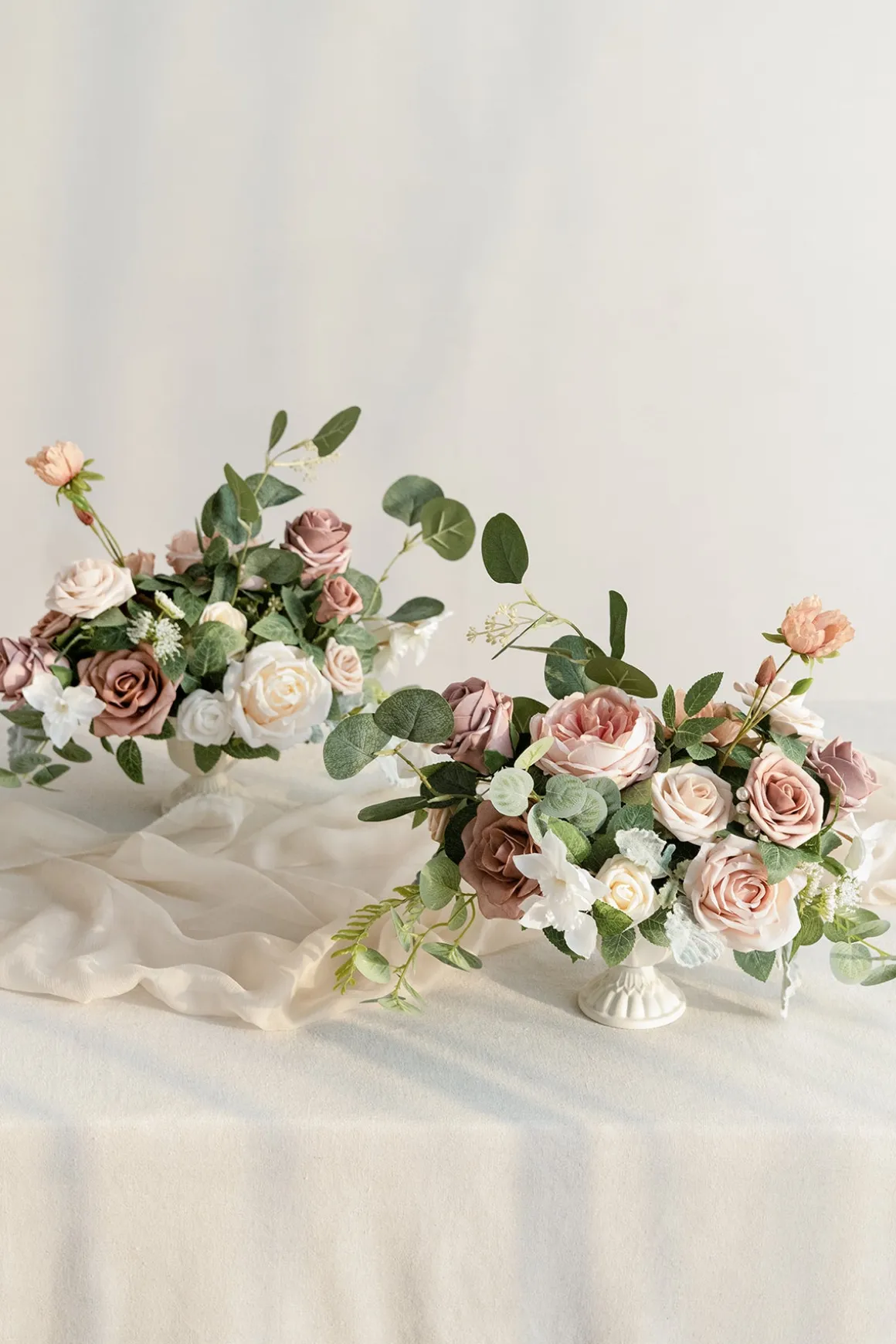 Large Floral Centerpiece Set in Dusty Rose & Cream