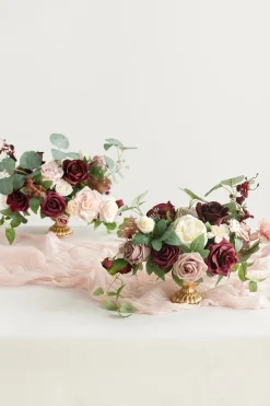 Large Floral Centerpiece Set in Romantic Marsala
