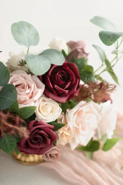 Large Floral Centerpiece Set in Romantic Marsala