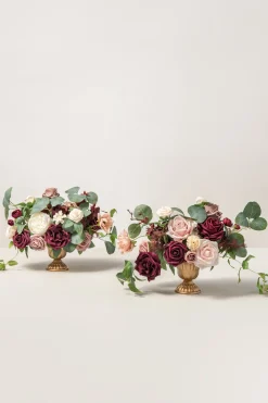 Large Floral Centerpiece Set in Romantic Marsala