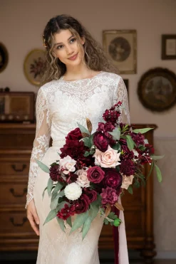 Large Free-Form Bridal Bouquet in Romantic Marsala