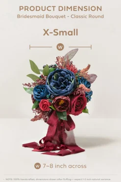 Maid of Honor & Bridesmaid Bouquets in Burgundy & Navy