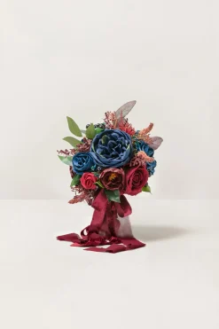 Maid of Honor & Bridesmaid Bouquets in Burgundy & Navy(7" Bouquet x1)