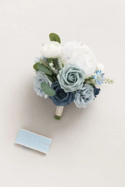 Maid of Honor & Bridesmaid Bouquets in Romantic Dusty Blue