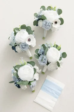 Maid of Honor & Bridesmaid Bouquets in Romantic Dusty Blue | Clearance