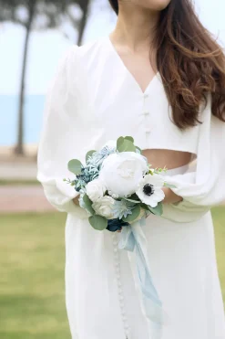 Maid of Honor & Bridesmaid Bouquets in Romantic Dusty Blue | Clearance