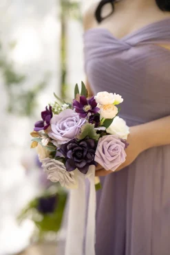 Maid of Honor & Bridesmaid Bouquets in Lilac & Gold