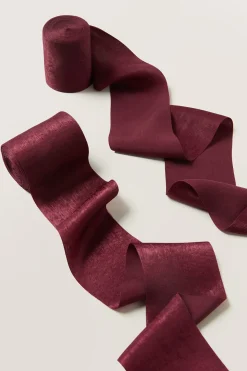 Matte Satin Ribbons 2.4" W × 6.5 Yards in Burgundy (Set of 2)
