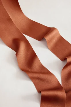 Matte Satin Ribbons 2.4" W × 6.5 Yards (Set of 2) in Burnt Orange | Clearance