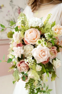 Medium Cascade Bridal Bouquet in Garden Blush