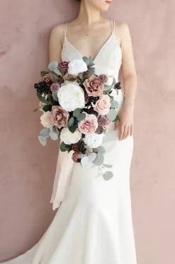 Medium Cascade Bridal Bouquet in Dusty Rose & Mauve