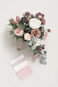 Medium Cascade Bridal Bouquet in Dusty Rose & Mauve
