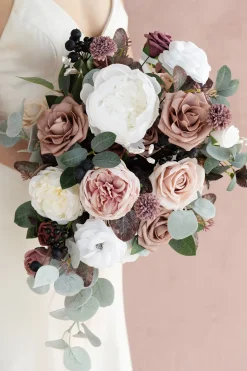 Medium Cascade Bridal Bouquet in Dusty Rose & Mauve