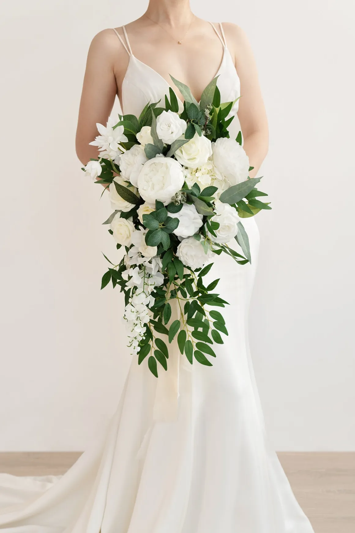 Medium Cascade Bridal Bouquet in Natural White