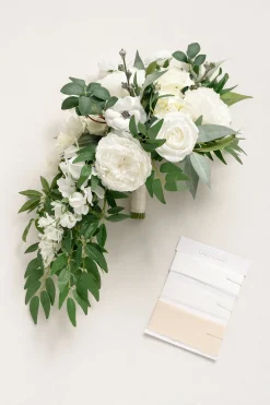 Medium Cascade Bridal Bouquet in Natural White